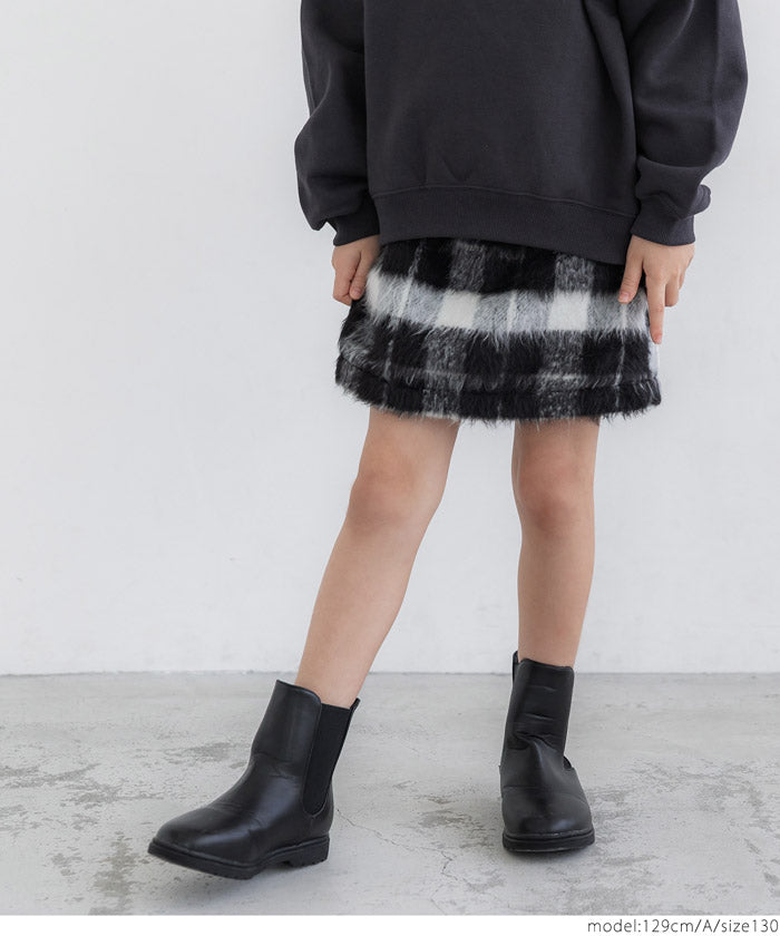 セール★1990円→550円 キッズ 110-140 スカート タイトスカート シャギー タータンチェック ウエストゴム 女の子 親子お揃い 子供服 メール便不可