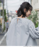 セール★1990円→550円 ブラウス レディース パリフワ バックリボン Aライン フレア ボリュームスリーブ ミディアム丈 無地 メール便不可 24ss coca